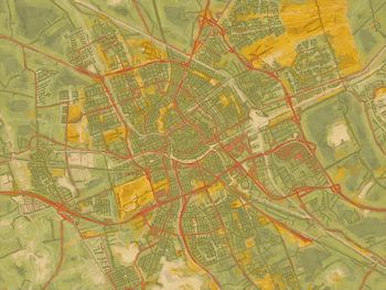 Carte de la ville de Groningen | Desert Bloom | Vert ocre