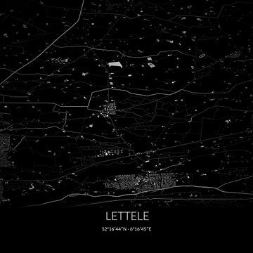 Zwart-witte landkaart van Lettele, Overijssel. van Rezona