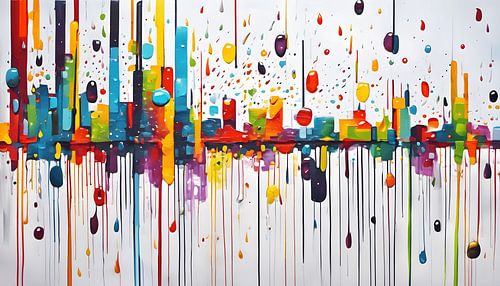 Schilderij kleurrijk city