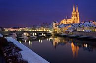 World heritage Regensburg with stone bridge and cathedral by Thomas Rieger thumbnail