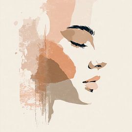 Silent Layers – Minimalistisches abstraktes Porträt in sanften Erdtönen