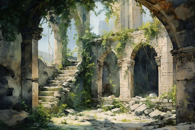 Ruine Nature Canvas par Peinture Abstraite