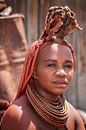 Himba vrouw met traditioneel rood schilderij van Tilo Grellmann thumbnail