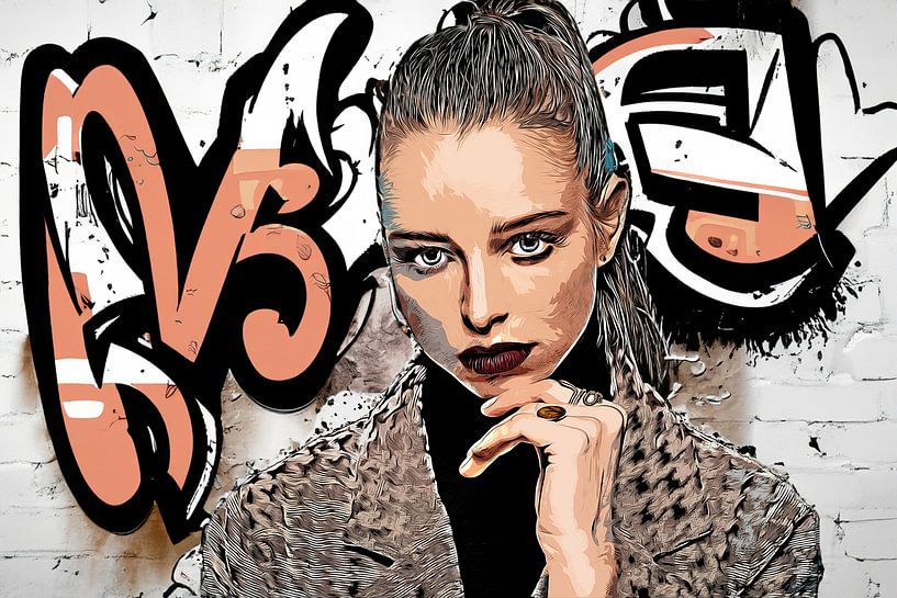 Graffiti d'une jeune femme par Tilo Grellmann