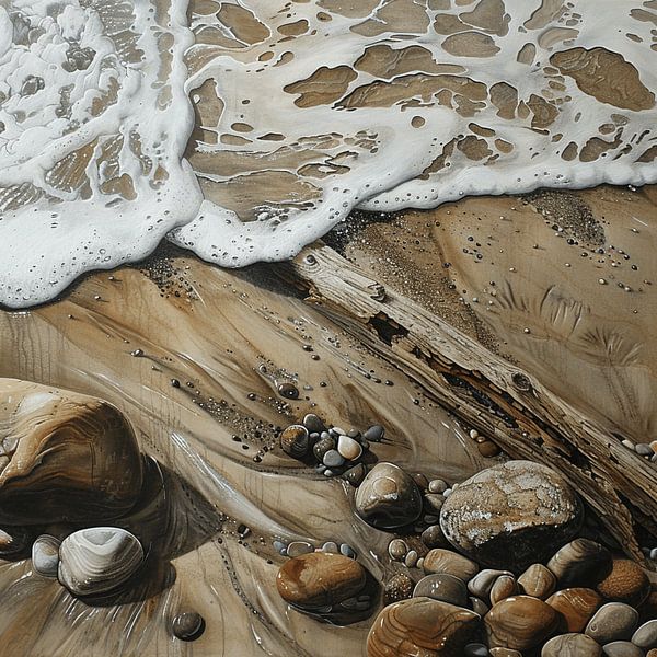 Strand Sand Wellen Steine Gischt Küste Treibholz natürlich von gm_designs