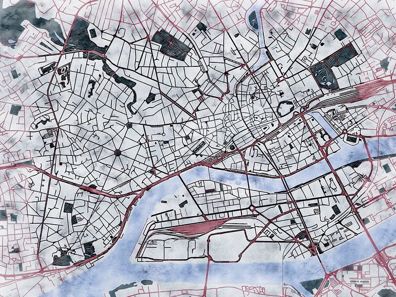 Kaart van Angers in de stijl 'White Winter' van Maporia