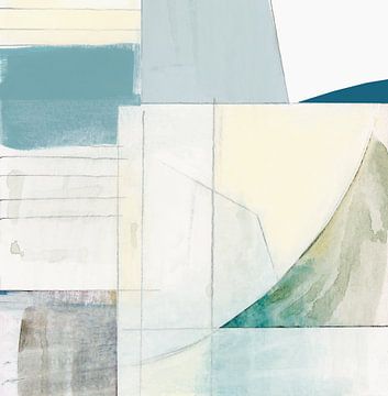 Abstract Blue and White Shapes Neutral No 1 Print by cartissi