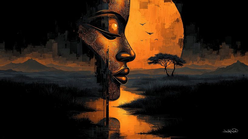 african-black-gold-orange by Gelissen Artworks