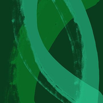 Lignes et formes abstraites en vert chaud et néon sur Dina Dankers