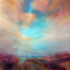 Heath landscape in sunlight by Annette Schmucker
