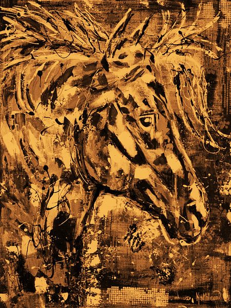 Geest Oranje Paard van Kathleen Artist Fine Art