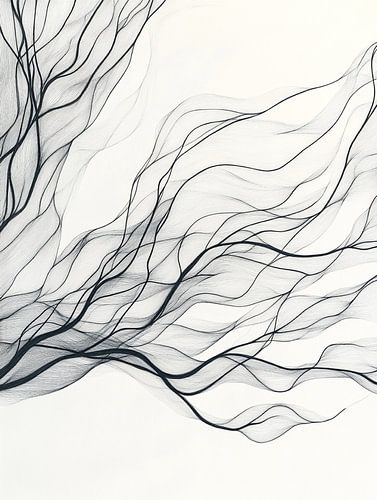 Lignes noires abstraites qui s'entrecroisent et s'écoulent