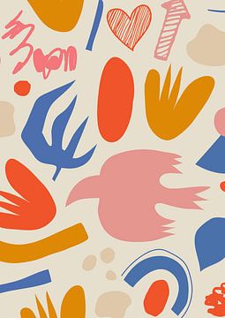 Hippe collage van abstracte vormen die samen een mooi geheel vormen van Studio Allee