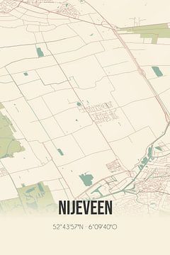 Vintage landkaart van Nijeveen (Drenthe) van MijnStadsPoster