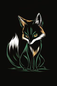 Geometric Fox in Art Deco Style by De Muurdecoratie