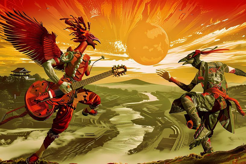 Surreal bird with guitar by Art & Soul Creations