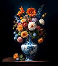 Slimline Delft Blue Vase with Flowers by Studio Ypie thumbnail