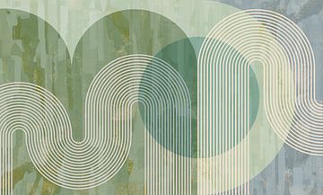 Scandinavia Abstraction Green Cream by Mad Dog Art