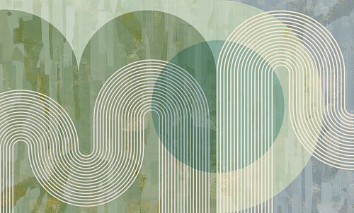 Scandinavië Abstractie Groen Crème