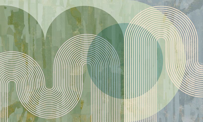 Scandinavia Abstraction Green Cream by Mad Dog Art