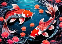 Peinture de poissons koï