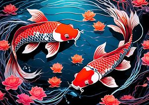 Peinture de poissons koï