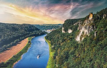Panorama photo of the Elbe in Bad Schandau by Jakob Baranowski - Photography - Video - Photoshop