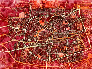 Kaart van Leeuwarden in de stijl 'Amber Autumn' van Maporia