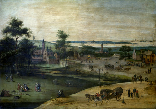 Jacob Grimmer – Village on the Scheldt, 1587