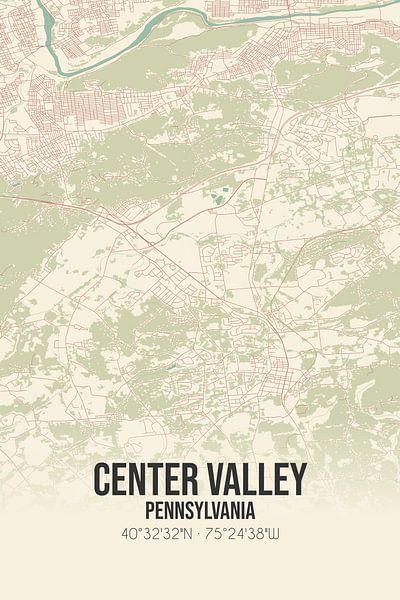 Carte ancienne de Center Valley (Pennsylvanie), USA. par Affiches de lieux