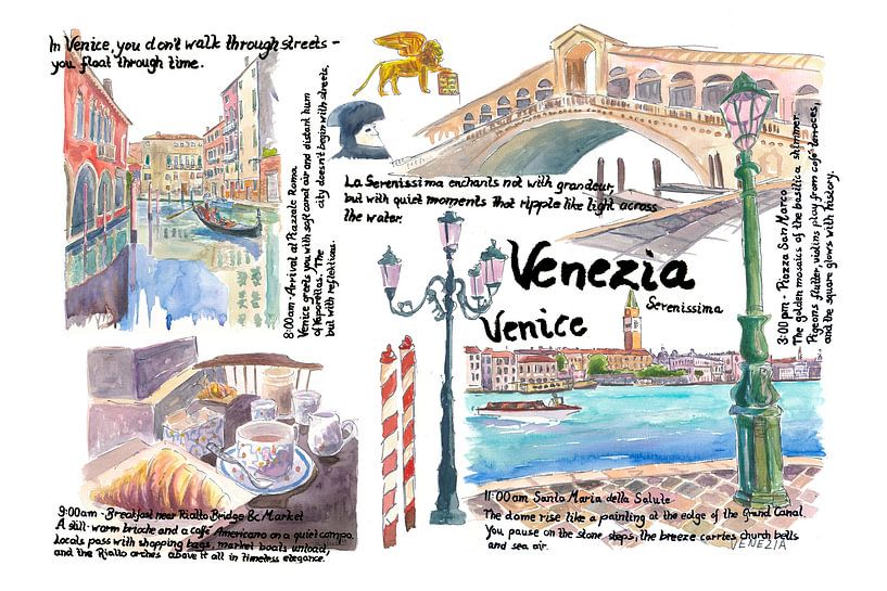 Reisdagboek Venetië Schetsen van kanalen Dromen van een bucketlist van Markus Bleichner