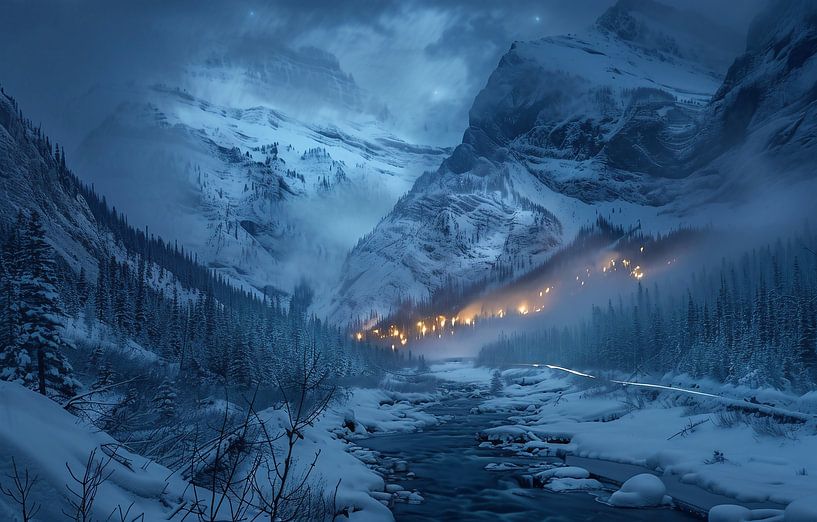 Schneefall im Wald von fernlichtsicht