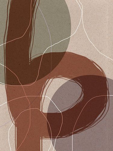 Formes organiques géométriques abstraites et lignes en couleurs de terre
