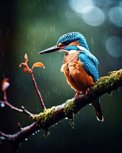 Eisvogel im Regen