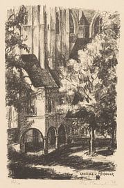 Alkmaar, Grote of Sint-Laurenskerk, Kerkplein, Otto Hanrath, 1923, lithograph by Atelier Liesjes