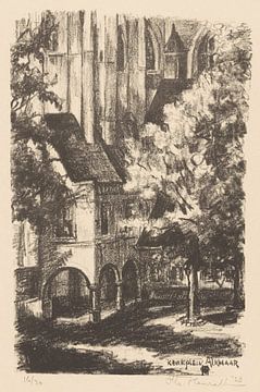 Alkmaar, Grote of Sint-Laurenskerk, Kerkplein, Otto Hanrath, 1923, lithographie sur Atelier Liesjes