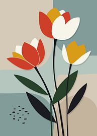 Retro-Tulpen im Mid-Century-Stil von Art Kingdom