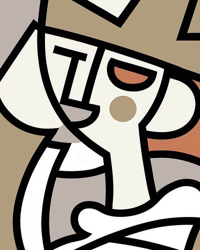 Portrait cubiste dans les tons de terre