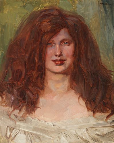 Girl head with dissolved hair I, Wilhelm Trübner