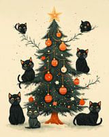Festliche Katzen und der Weihnachtsbaum