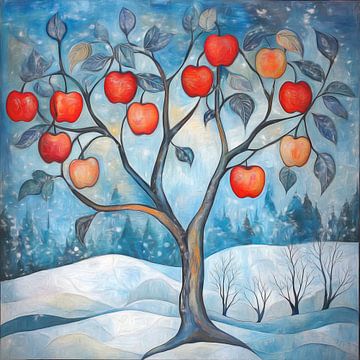 Red apples in winter