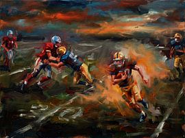 Vibrant Oil Painting of American Football