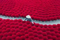 Thousands of red incense sticks during Vietnamese Lunar New Year