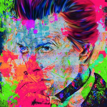 Motif Portrait David Bowie Summer Splash - Neon Green Pink sur Felix von Altersheim