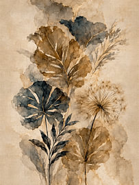 Botanical Autumn Still Life: Alcohol Ink Art with Gold Details by Studio Pieternel