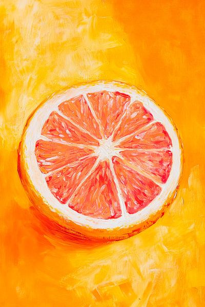 Saftige Grapefruit auf leuchtendem Gelb von Poster Art Shop