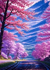 Valley Mountain Cherry Blossom Sakura by Ruzerin