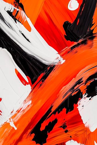 Kleurrijke abstractie in oranje en zwart