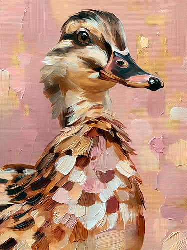 Cute duck on a pink background