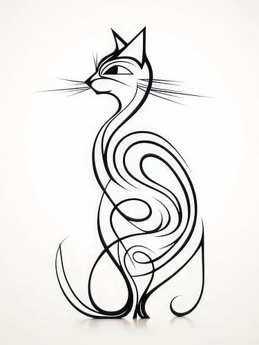 Cat Drawing Style Abstract